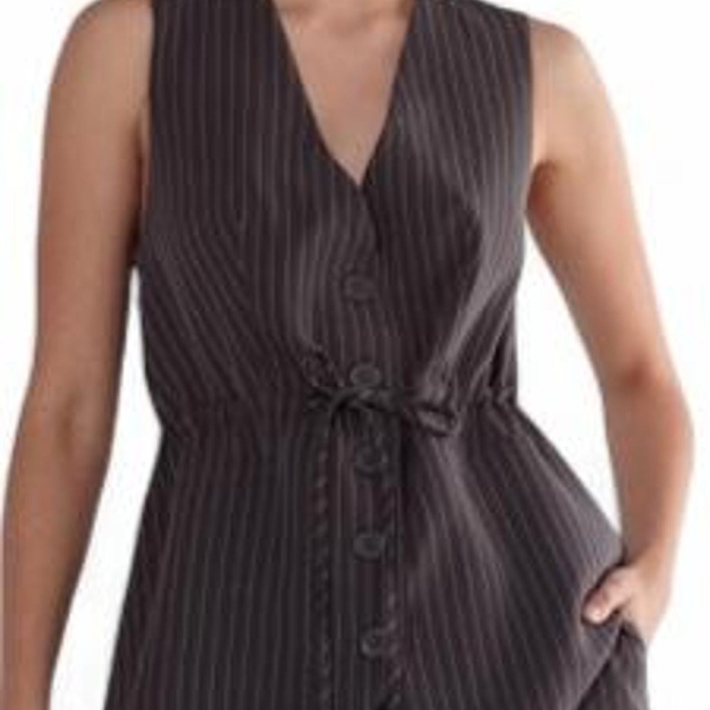 Nasty Gal Women's Pinstripe Ruched Tie Front Waistcoat Pinstripe Vest